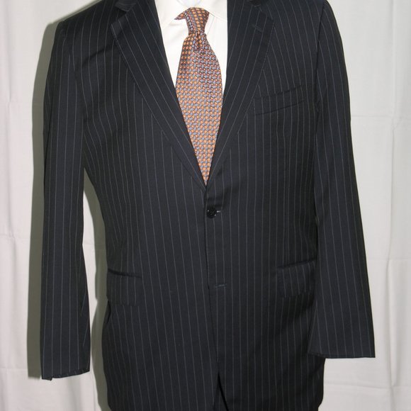 Canali 13320 Drop 7 Navy Blue Striped Two Button Suit 42L - Picture 4 of 13